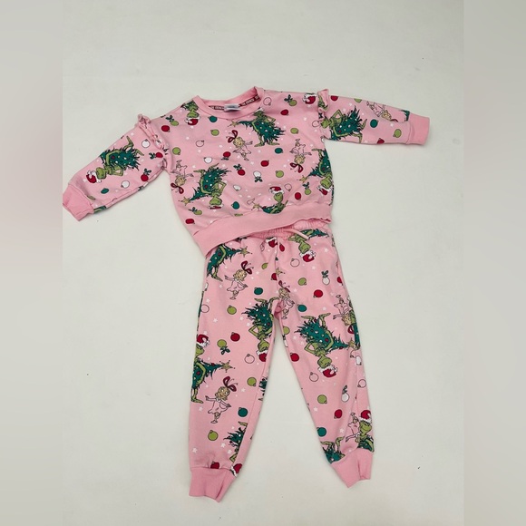Pink Grinch matching sweatsuit girls size 3T - Picture 1 of 8
